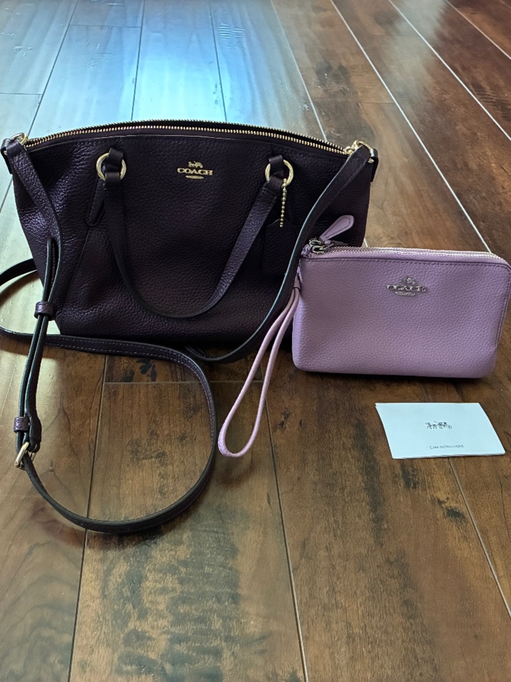 New Dark Purple Coach Leather Purse with Wallet